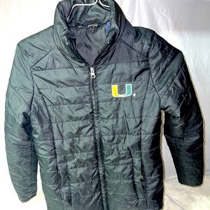 Crable Women's University of Miami Hurricanes Black Puffer Coat Jacket Size XS
